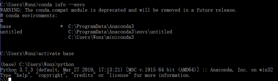 怎么用cmd激活anaconda的python运行环境？