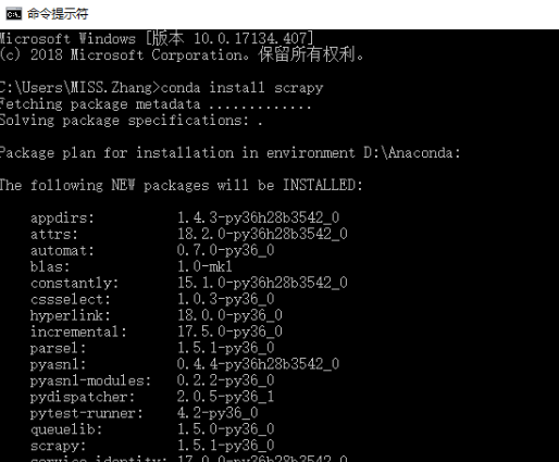 怎么用anaconda安装scrapy？
