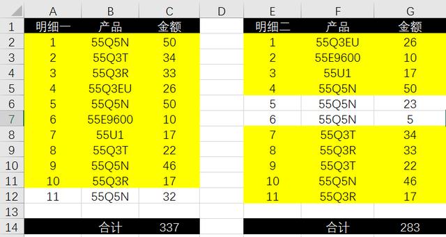 Excel两列数据快速核对技巧！