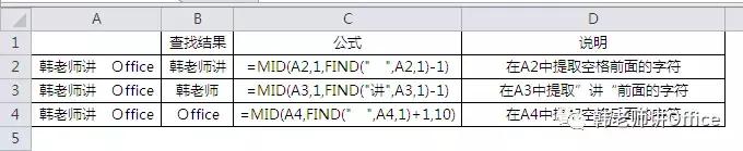 Excel用FIND函数查找指定字符