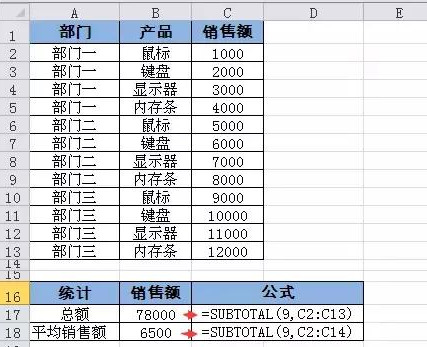 Excel SUBTOTAL——筛选或隐藏状态下的数据统计函数