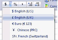 让用户更加容易地设置excel货币符号