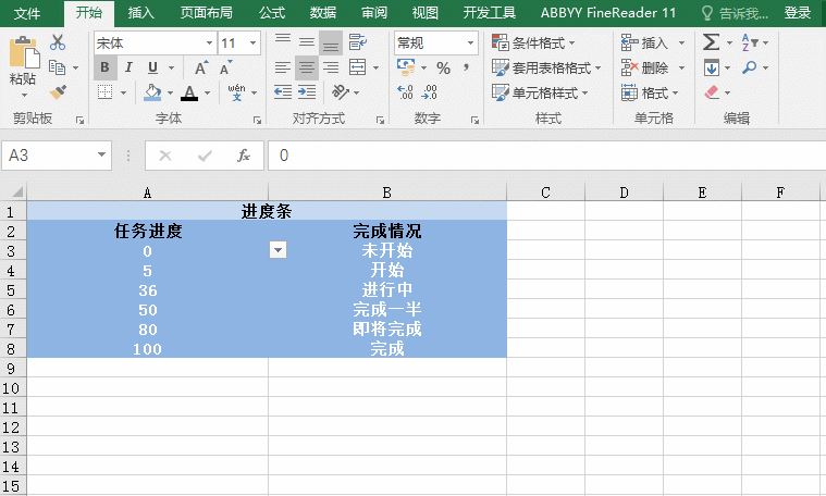 如何在Excel中制作进度条？