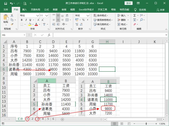 领导发来一个表格，跨多表进行汇总，indirect函数搞定