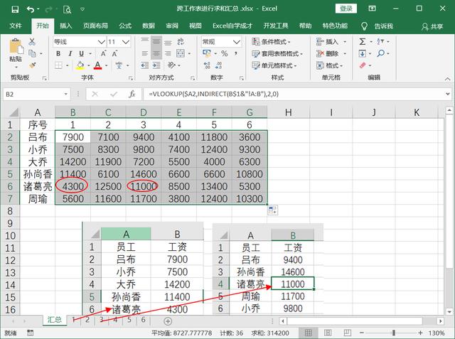 领导发来一个表格，跨多表进行汇总，indirect函数搞定